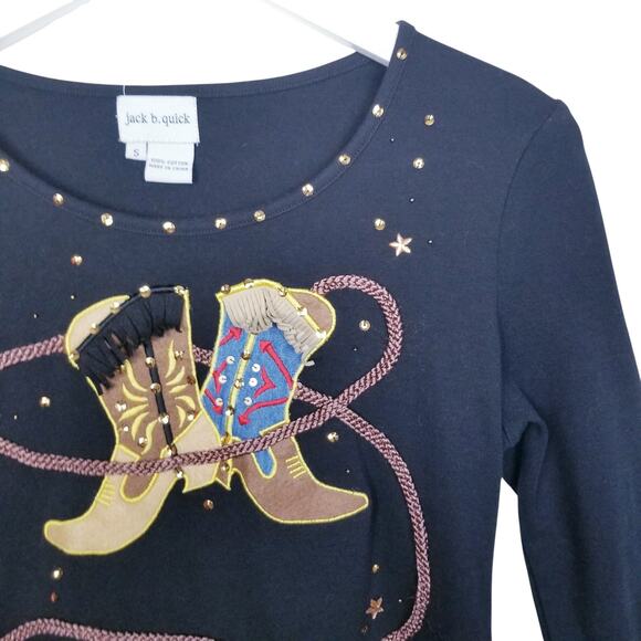 Jack B. Quick Cowboy Cowgirl Boots Long Sleeve Top - Small - Picture 2 of 4